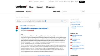 Sign in Pin required each time? | Verizon Community