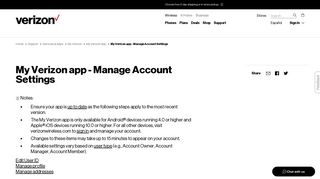 My Verizon app - Manage Account Settings | Verizon Wireless