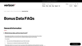 Bonus Data FAQs | Verizon Wireless