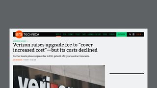 Verizon raises upgrade fee to “cover increased cost”—but its costs ...