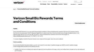 Verizon Small Biz Rewards Terms and Conditions | About Verizon