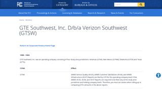 GTE Southwest, Inc. D/b/a Verizon Southwest (GTSW) | Federal ...