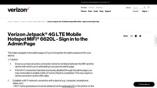 Verizon Jetpack 4G LTE Mobile Hotspot MiFi 6620L - Sign in to the ...
