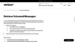 Retrieve Voicemail Messages | Verizon Wireless