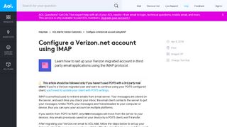 Configure a Verizon.net account using IMAP - AOL Help