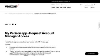 My Verizon app - Request Account Manager Access | Verizon Wireless
