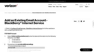 Add an Existing Email Account - BlackBerry Internet ... - Verizon Wireless
