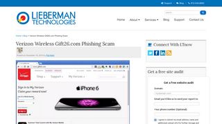 Verizon Wireless Gift26.com Phishing Scam - Lieberman Technologies