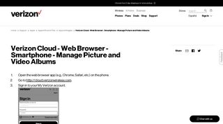 Verizon Cloud - Web Browser - Smartphone - Manage Picture and ...