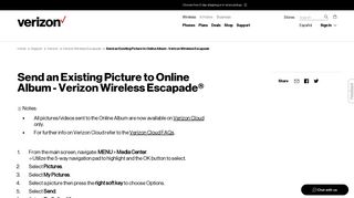 Send an Existing Picture to Online Album - Verizon Wireless Escapade