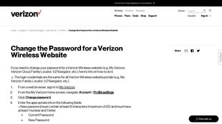 Change the Password for a Verizon Wireless Website | Verizon Wireless