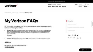 My Verizon FAQs | Verizon Wireless