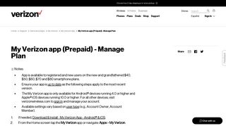 My Verizon app (Prepaid) - Manage Plan | Verizon Wireless