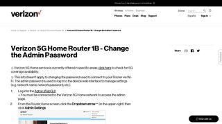 Verizon 5G Home Router 1B - Change the Admin ... - Verizon Wireless