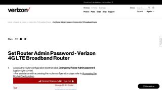 Set Router Admin Password - Verizon 4G LTE ... - Verizon Wireless