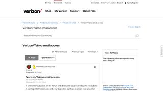 Verizon/Yahoo email access - Verizon Fios Community - Verizon Forums