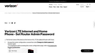 Verizon LTE Internet and Home Phone - Set Router Admin Password ...
