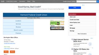 Vermont Federal Credit Union - Burlington, VT - Credit Unions Online