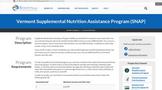 Vermont Supplemental Nutrition Assistance Program (SNAP ...