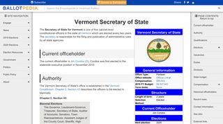 Vermont Secretary of State - Ballotpedia