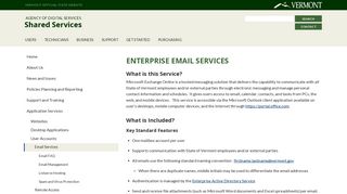 Enterprise Email Services - Shared Services - Vermont.gov