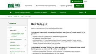 How to log in - Verohallinto