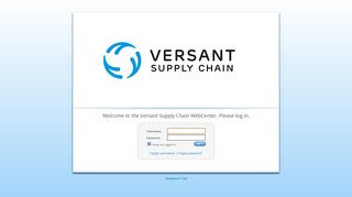 Welcome to the Versant Supply Chain WebCenter. Please log in.
