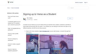Signing up to Verso as a Student – Verso