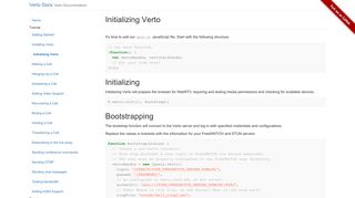 Verto Docs - Initializing Verto