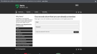 Our records show that you are already a member | Vertu Careers