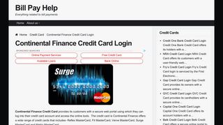 Continental Finance Credit Card Login | Bill Pay Help