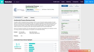 Continental Finance Reviews: 1,824 User Ratings - WalletHub