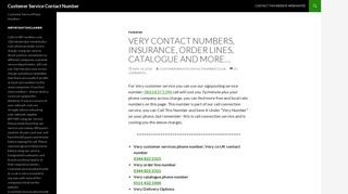 Very Contact Numbers, Insurance, Order lines, Catalogue and More…