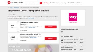 Very Discount Codes | 10% off in February | The Independent