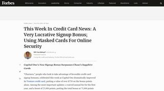 This Week In Credit Card News: A Very Lucrative Signup Bonus - Forbes