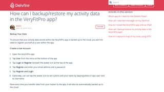 How can I backup/restore my activity data in the VeryFitPro app ...