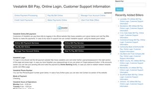 Vestalink Bill Pay, Online Login, Customer Support Information