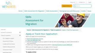 Apply or Track Your Application (Trade Occupations, Skills ... - Vetassess