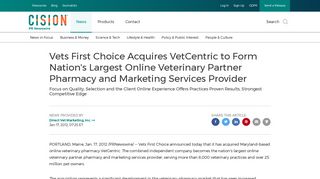Vets First Choice Acquires VetCentric to Form Nation's ... - PR Newswire
