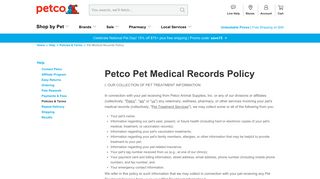 Pet Medical Records Policy | Petco