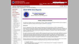 2018 VETS-4212 Reports - Veterans' Employment and Training Service