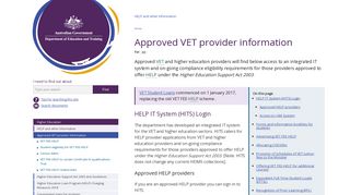Approved VET provider information | Department of Education and ...