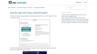 Signing into Vets.gov using DS Logon – ID.me Support
