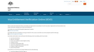 Visa Entitlement Verificiation Online (VEVO)