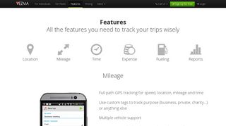 VEZMA Features - all the features you need to track your trips wisely