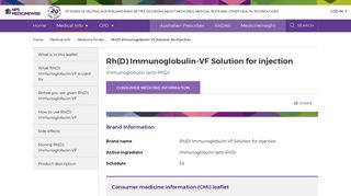 Rh(D) Immunoglobulin-VF Solution for injection - NPS MedicineWise