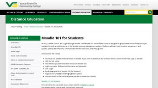 Moodle 101 for Students | Vance-Granville Community College