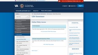 Online Policy Access - Life Insurance - Veterans Benefits Administration