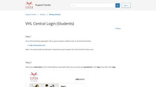 VHL Central Login (Students) – Support Center