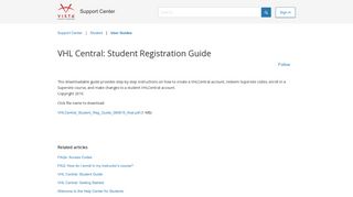 VHL Central: Student Registration Guide – Support Center